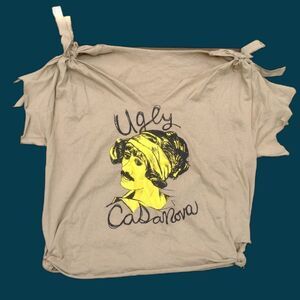 Vintage Modified Tan Ugly Casanova Tour Shirt with Mustached Lady Size Small
